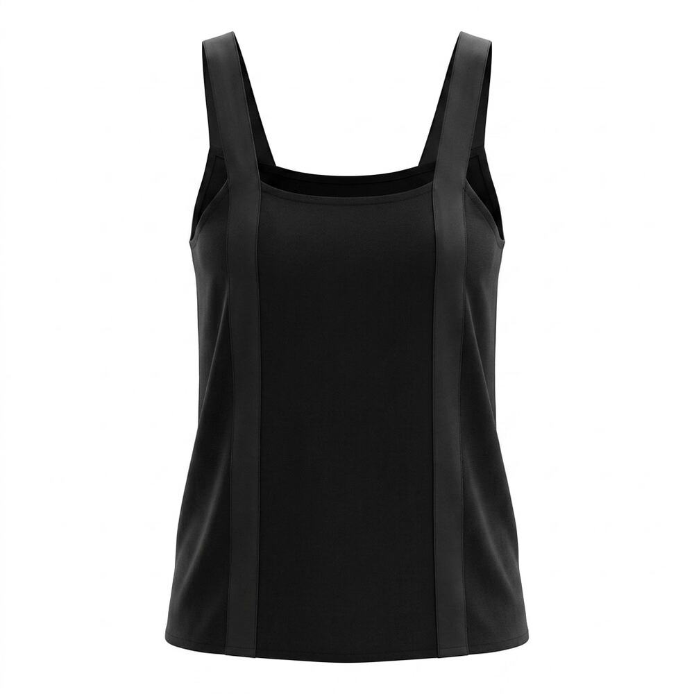 Hurley Black Wide Strap Square Neck Tonal Trim Tank Top Women Size M